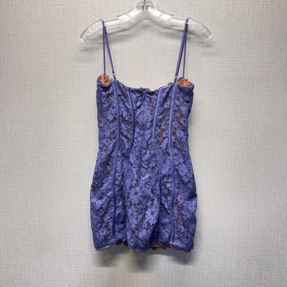 House of CB Corset Mini Dress Womens M Purple Lace Bodycon Coquette Regencycore - Picture 2 of 12